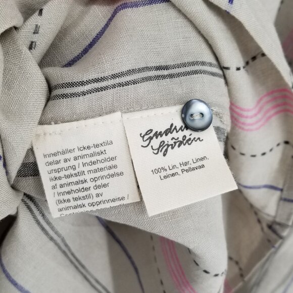 NWT Gudrun Sjoden Linen Striped Shima Dress, pintucks -L- Lagenlook, Cottagecore - Picture 8 of 9